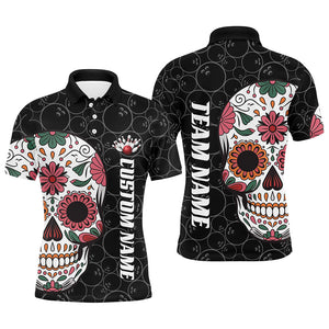 Custom Sugar Skull Bowling Shirts For Men, Halloween Bowling Team Shirts Bowlers Outfits IPHW7427