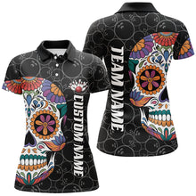 Load image into Gallery viewer, Custom Sugar Skull Ladies Bowling Shirts, Halloween Bowling Team Shirts Bowlers Outfits IPHW7428