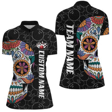 Load image into Gallery viewer, Custom Sugar Skull Ladies Bowling Shirts, Halloween Bowling Team Shirts Bowlers Outfits IPHW7428