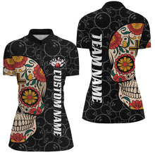 Load image into Gallery viewer, Custom Sugar Skull Ladies Bowling Shirts, Halloween Bowling Team Shirts Bowlers Outfits IPHW7429