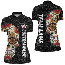 Load image into Gallery viewer, Custom Sugar Skull Ladies Bowling Shirts, Halloween Bowling Team Shirts Bowlers Outfits IPHW7430