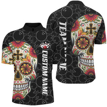 Load image into Gallery viewer, Custom Sugar Skull Bowling Shirts For Men, Halloween Bowling Team Shirts Bowlers Outfits IPHW7430