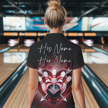 Load image into Gallery viewer, Custom Valentine Bowling Heart And Arrow Quarter-Zip Shirt For Women, Couple Bowling Outfit IPHW8368