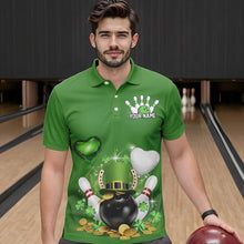 Load image into Gallery viewer, Custom Green St Patrick'S Day Bowling Polo Shirts For Men, Saint Patrick Team Bowling Outfits IPHW8373