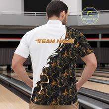 Load image into Gallery viewer, Custom Yellow Flame Bowling Men Quarter-Zip Team Shirt, Bowling League Shirt Bowlers Outfit IPHW11271