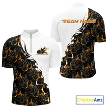 Load image into Gallery viewer, Custom Yellow Flame Bowling Men Quarter-Zip Team Shirt, Bowling League Shirt Bowlers Outfit IPHW11271