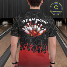 Load image into Gallery viewer, Custom Black And Red Flame Bowling Team Jerseys, Men Polo Bowling Tournament Shirt IPHW11273