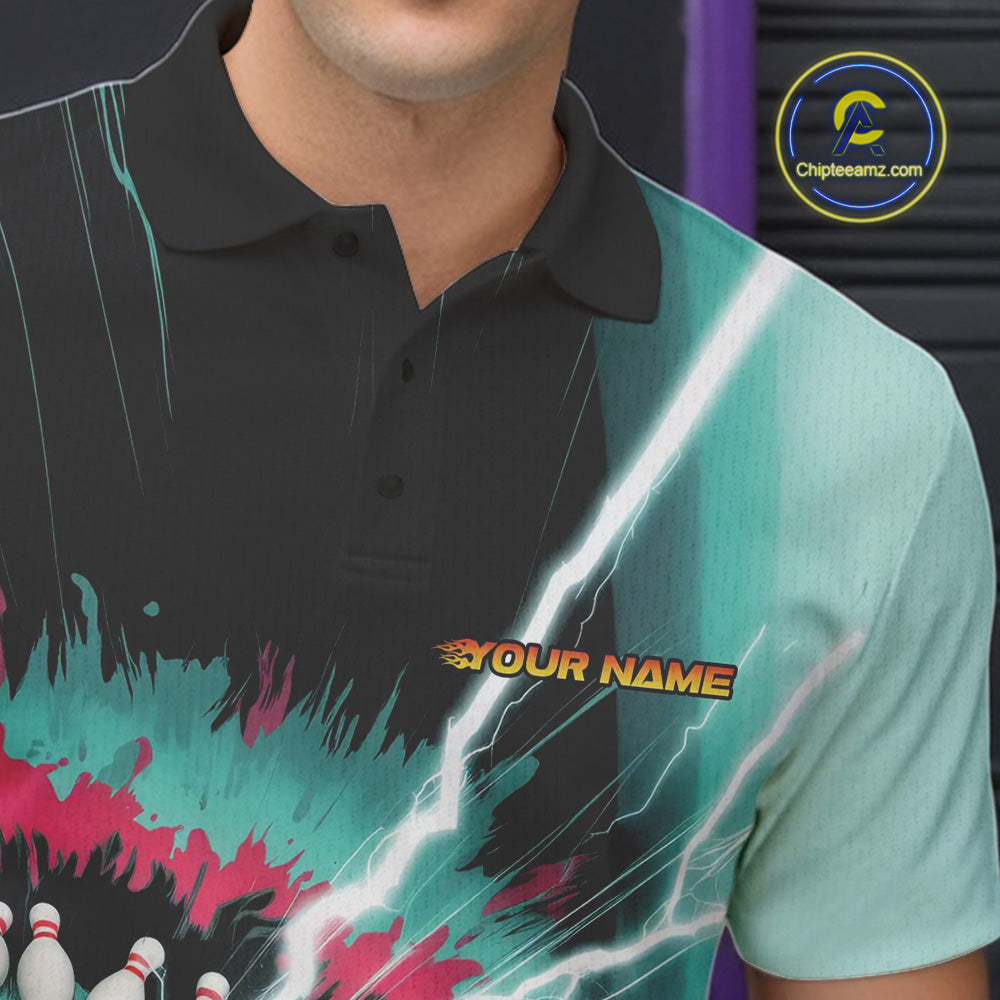 Custom Colorful Tie Dye Bowling Polo Shirts For Men, Rainbow Bowlers Outfit IPHW9117