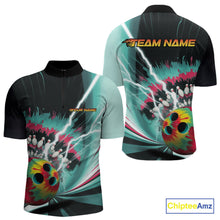 Load image into Gallery viewer, Custom Colorful Tie Dye Bowling Quarter-Zip Shirts For Men, Rainbow Bowlers Outfit IPHW9117