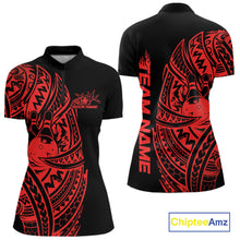 Load image into Gallery viewer, Custom Black And Red Polynesian Tribal Bowling Women Shirt, Maori Bowling League Shirt IPHW10971
