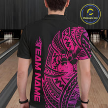 Load image into Gallery viewer, Custom Black And Pink Polynesian Tribal Bowling Men Shirt, Maori Bowling League Shirt IPHW10972