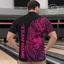 Load image into Gallery viewer, Custom Black And Pink Polynesian Tribal Bowling Men Shirt, Maori Bowling League Shirt IPHW10972