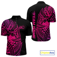 Load image into Gallery viewer, Custom Black And Pink Polynesian Tribal Bowling Men Shirt, Maori Bowling League Shirt IPHW10972
