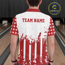 Load image into Gallery viewer, Person wearing a red and white sports jersey with 'TEAM NAME' printed on the back, standing in a bowling alley.