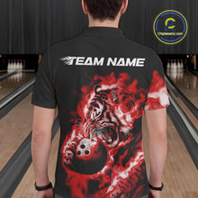 Load image into Gallery viewer, Custom Red Fire Flame Tiger Bowling Jerseys, Bowling Team Men Polo Shirts IPHW9488