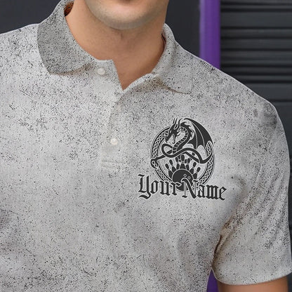 Custom Vintage Viking Dragon Bowling Polo Team Shirts For Men, Celtic Bowling Shirt IPHW8586
