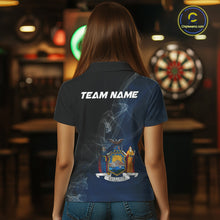Load image into Gallery viewer, Custom Smoke Flame New York Flag Patriotic Darts Shirt For Women, Dart League Team Jerseys IPHW10742