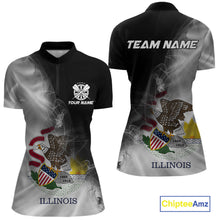 Load image into Gallery viewer, Custom Smoke Flame Illinois Flag Patriotic Women Darts Shirt, Dart League Team Jerseys IPHW10744