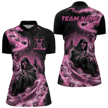 Load image into Gallery viewer, Black And Pink Grim Reaper Custom Halloween Bowling Team Women Quarter-Zip Shirts Outfit IPHW8895