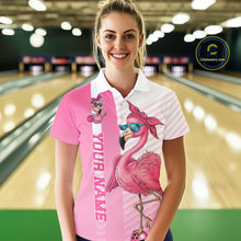 Load image into Gallery viewer, Cute Funny Pink Flamingo Custom Women's Bowling Shirts, Slay Bowling Team Uniform Outfits IPHW7731