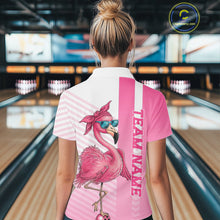 Load image into Gallery viewer, Cute Funny Pink Flamingo Custom Women's Bowling Shirts, Slay Bowling Team Uniform Outfits IPHW7731