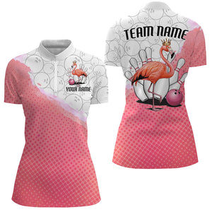 Pink Flamingo Custom Bowling Shirts For Women, Bowling Pattern Bowling Team League Shirt IPHW7733