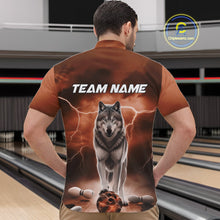Load image into Gallery viewer, Custom Orange Ligtning Wolf Bowling Team League Shirts For Men, Bowler Outfits IPHW10786
