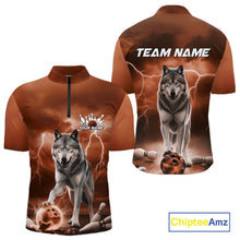 Load image into Gallery viewer, Custom Orange Ligtning Wolf Bowling Team League Shirts For Men, Bowler Outfits IPHW10786