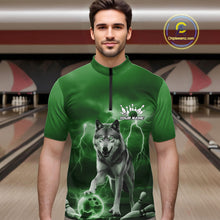 Load image into Gallery viewer, Custom Green Ligtning Wolf Bowling Team League Shirts For Men, Bowler Outfits IPHW10787
