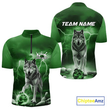 Load image into Gallery viewer, Custom Green Ligtning Wolf Bowling Team League Shirts For Men, Bowler Outfits IPHW10787