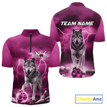Load image into Gallery viewer, Custom Pink Ligtning Wolf Bowling Team League Shirts For Men, Bowler Outfits IPHW10788