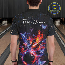 Load image into Gallery viewer, Custom Colorful Galaxy Butterfly Bowling Men Polo Shirt, Flame Bowling Team Jerseys IPHW11007