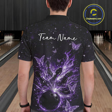 Load image into Gallery viewer, Custom Purple Galaxy Butterfly Bowling Men Polo Shirt, Flame Bowling Team Jerseys IPHW11011
