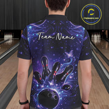 Load image into Gallery viewer, Custom Dreamy Blue And Purple Butterfly Men Bowling Polo Shirt, Bowling Team Outfit IPHW11016