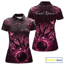 Load image into Gallery viewer, Custom Dreamy Pink Butterfly Women Bowling Polo Shirt, Bowling Team Outfit IPHW11019