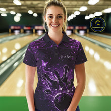 Load image into Gallery viewer, Custom Dreamy Purple Butterfly Women Bowling Polo Shirt, Bowling Team Outfit IPHW11020