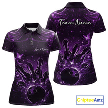 Load image into Gallery viewer, Custom Dreamy Purple Butterfly Women Bowling Polo Shirt, Bowling Team Outfit IPHW11020