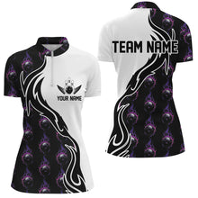Load image into Gallery viewer, Purple Flame Bowling Ball Women'S Bowling Polo Shirt, Custom Bowling Jerseys With Team Name IPHW6947