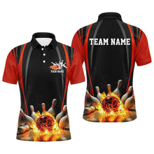 Load image into Gallery viewer, Black And Red Bowling Jersey Custom Flame Bowling Shirts For Men, Bowling Team Uniform IPHW7509