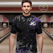 Load image into Gallery viewer, Custom Black And Purple Splatter Camo Bowling Team Quarter-Zip Shirts For Men IPHW10798