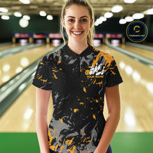 Load image into Gallery viewer, Custom Black And Yellow Splatter Camo Bowling Team Quarter-Zip Shirts For Women IPHW10800