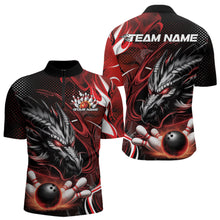 Load image into Gallery viewer, Custom Black And Red Flame Dragon Bowling Jerseys, Dragon Bowling Team Men Quarter-Zip Shirts IPHW8919