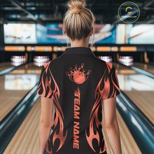 Load image into Gallery viewer, Custom Ember Red Tribal Flame Women Bowling Polo Shirt, Bowling Tournament Shirt IPHW11289