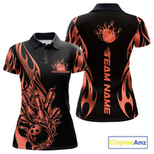 Load image into Gallery viewer, Custom Ember Red Tribal Flame Women Bowling Polo Shirt, Bowling Tournament Shirt IPHW11289