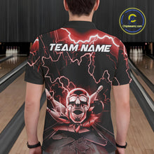 Load image into Gallery viewer, Custom Red Thunder Lightning Skull Bowling Polo Team Shirts For Men, Halloween Outfit IPHW9498