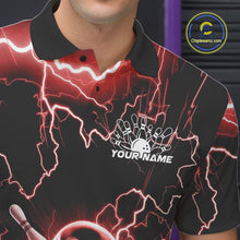 Load image into Gallery viewer, Custom Red Thunder Lightning Skull Bowling Polo Team Shirts For Men, Halloween Outfit IPHW9498