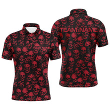 Load image into Gallery viewer, Custom Black And Red Skull Halloween Bowling Shirts For Men, Halloween Outfits For Bowlers IPHW7163