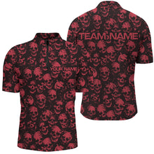 Load image into Gallery viewer, Custom Black And Red Skull Halloween Bowling Shirts For Men, Halloween Outfits For Bowlers IPHW7163