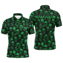 Load image into Gallery viewer, Custom Black And Green Skull Halloween Bowling Shirts For Men, Halloween Outfits For Bowlers IPHW7164