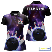Load image into Gallery viewer, Custom Galaxy Bowling Polo Shirts For Women, Cosmic Bowling Team Jerseys IPHW9503